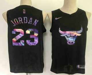 Men's Chicago Bulls #23 Michael Jordan Black Iridescent 2021 Nike Swingman Stitched Jersey Men's Chicago Bulls #23 Michael Jordan Black Iridescent 2021 Nike Swingman Stitched Jersey