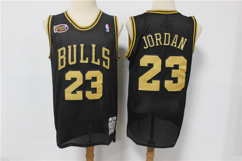 Bulls 23 Michael Jordan Black Gold NBA Finals Patch Jersey Bulls 23 Michael Jordan Black Gold NBA Finals Patch Jersey