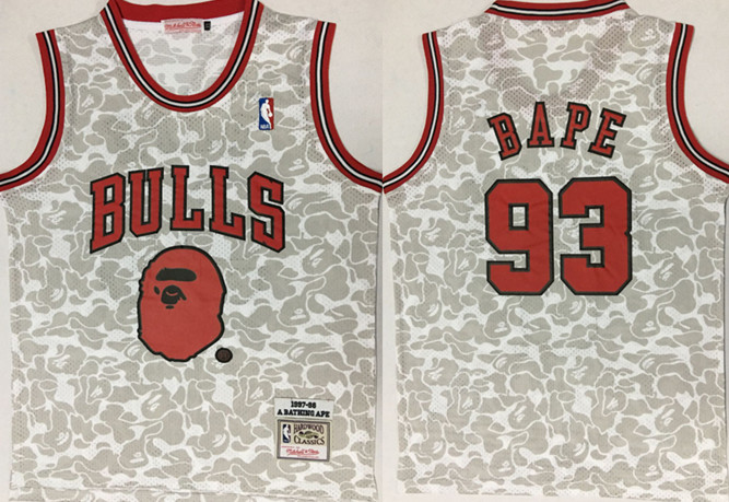 Bulls 93 Bape Gray 1997-98 Hardwood Classics Jersey Bulls 93 Bape Gray 1997-98 Hardwood Classics Jersey