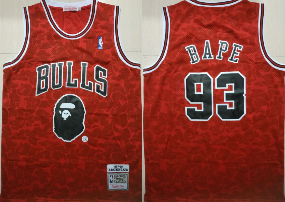Bulls 93 Bape Red 1997-98 Hardwood Classics Jersey Bulls 93 Bape Red 1997-98 Hardwood Classics Jersey