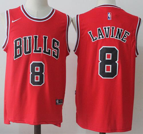 Nike Bulls #8 Zach LaVine Red Road Stitched NBA Jersey