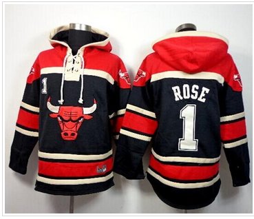 Chicago Bulls #1 Derrick Rose Black Sawyer Hooded Sweatshirt NBA Hoodie Chicago Bulls #1 Derrick Rose Black Sawyer Hooded Sweatshirt NBA Hoodie