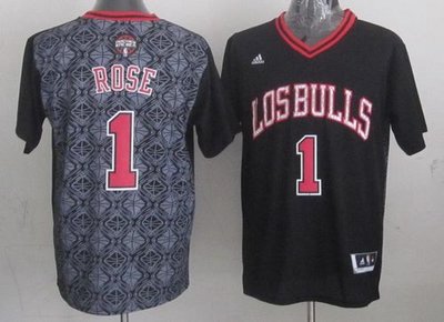 Chicago Bulls #1 Derrick Rose Black New Latin Nights NBA Jersey Chicago Bulls #1 Derrick Rose Black New Latin Nights NBA Jersey