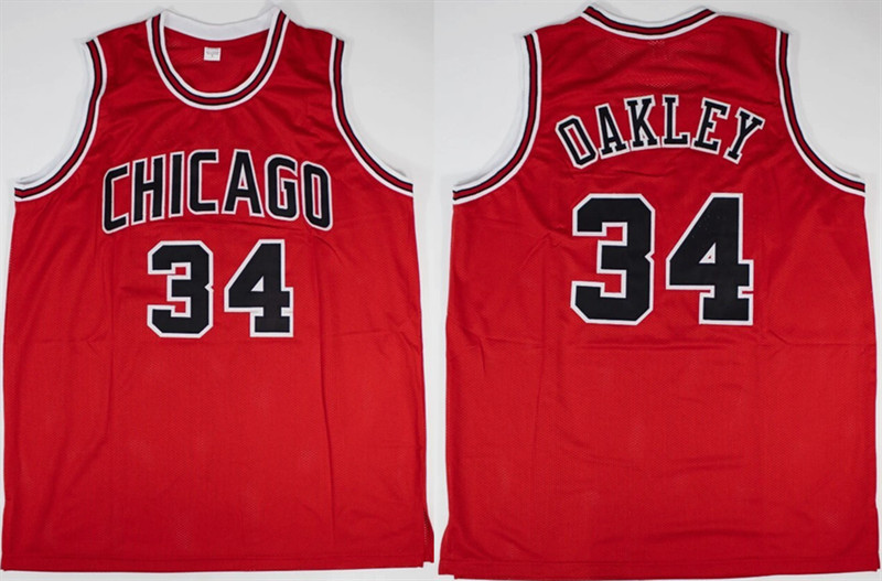 Men's Chicago Bulls #34 Charles Oakley Red Stitched Basketball Jersey