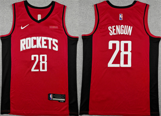 Men's Houston Rockets #28 Alperen Sengun Red Icon Edition Stitched Jersey Men's Houston Rockets #28 Alperen Sengun Red Icon Edition Stitched Jersey