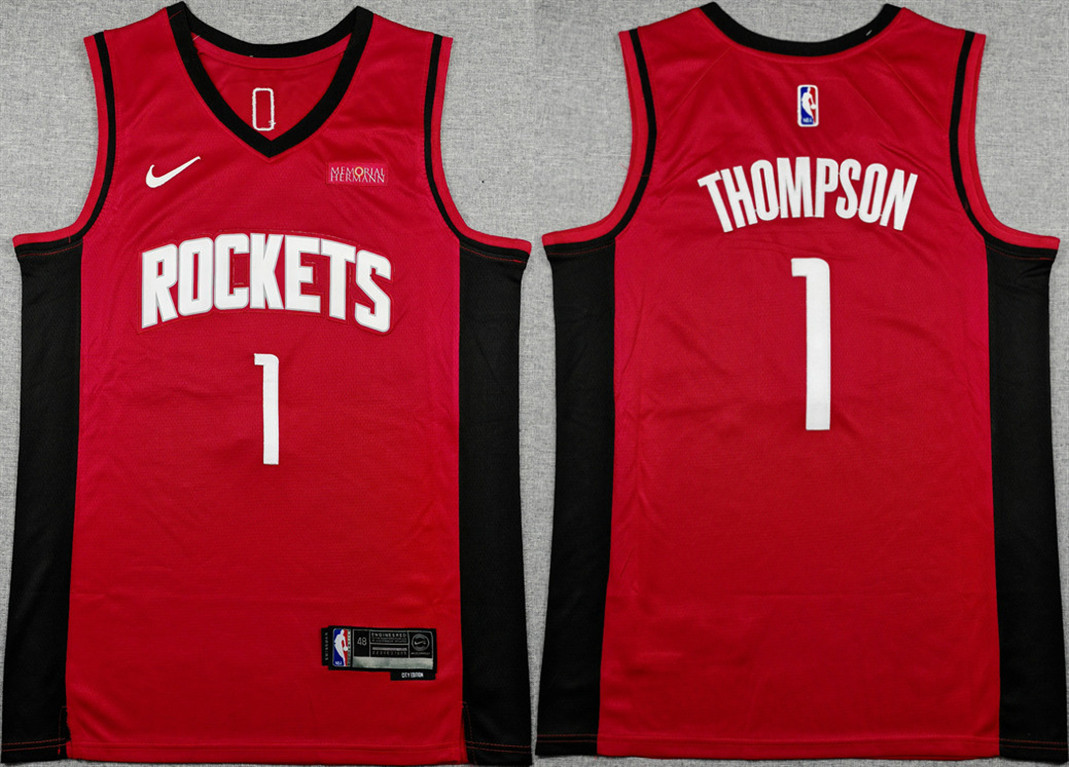 Men's Houston Rockets #1 Amen Thompson Red Icon Edition Stitched Jersey Men's Houston Rockets #1 Amen Thompson Red Icon Edition Stitched Jersey