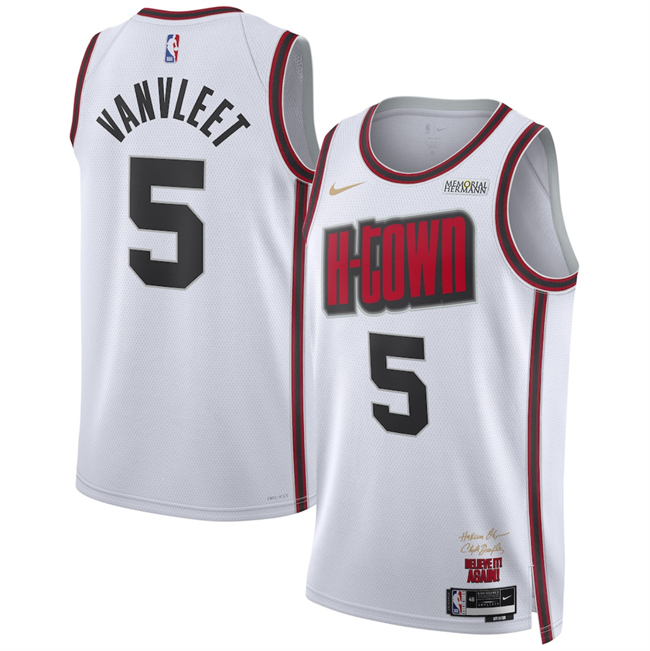 Men's Houston Rockets #5 Fred VanVleet White 2024 25 City Edition Stitched Jersey Men's Houston Rockets #5 Fred VanVleet White 2024 25 City Edition Stitched Jersey