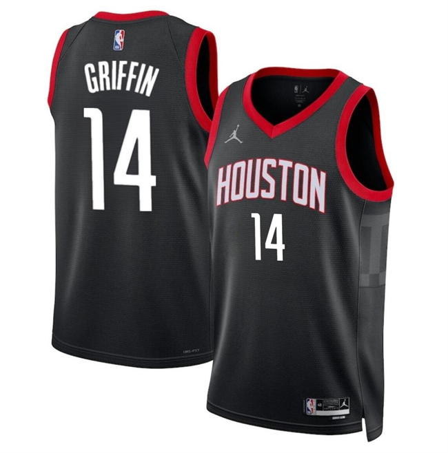 Men's Houston Rockets #14 AJ Griffin Black Statement Edition Stitched Jersey Men's Houston Rockets #14 AJ Griffin Black Statement Edition Stitched Jersey
