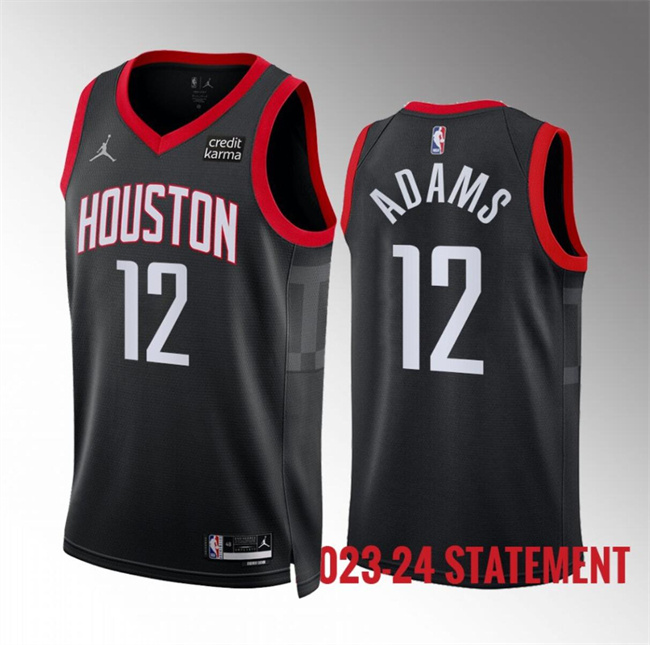 Men's Houston Rockets #12 Steven Adams Black Statement Edition Stitched Jersey Men's Houston Rockets #12 Steven Adams Black Statement Edition Stitched Jersey
