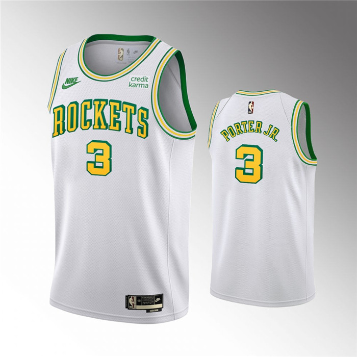 Men's Houston Rockets #3 Kevin Porter Jr. White Swingman Classic Edition Stitched Basketball Jersey Men's Houston Rockets #3 Kevin Porter Jr. White Swingman Classic Edition Stitched Basketball Jersey