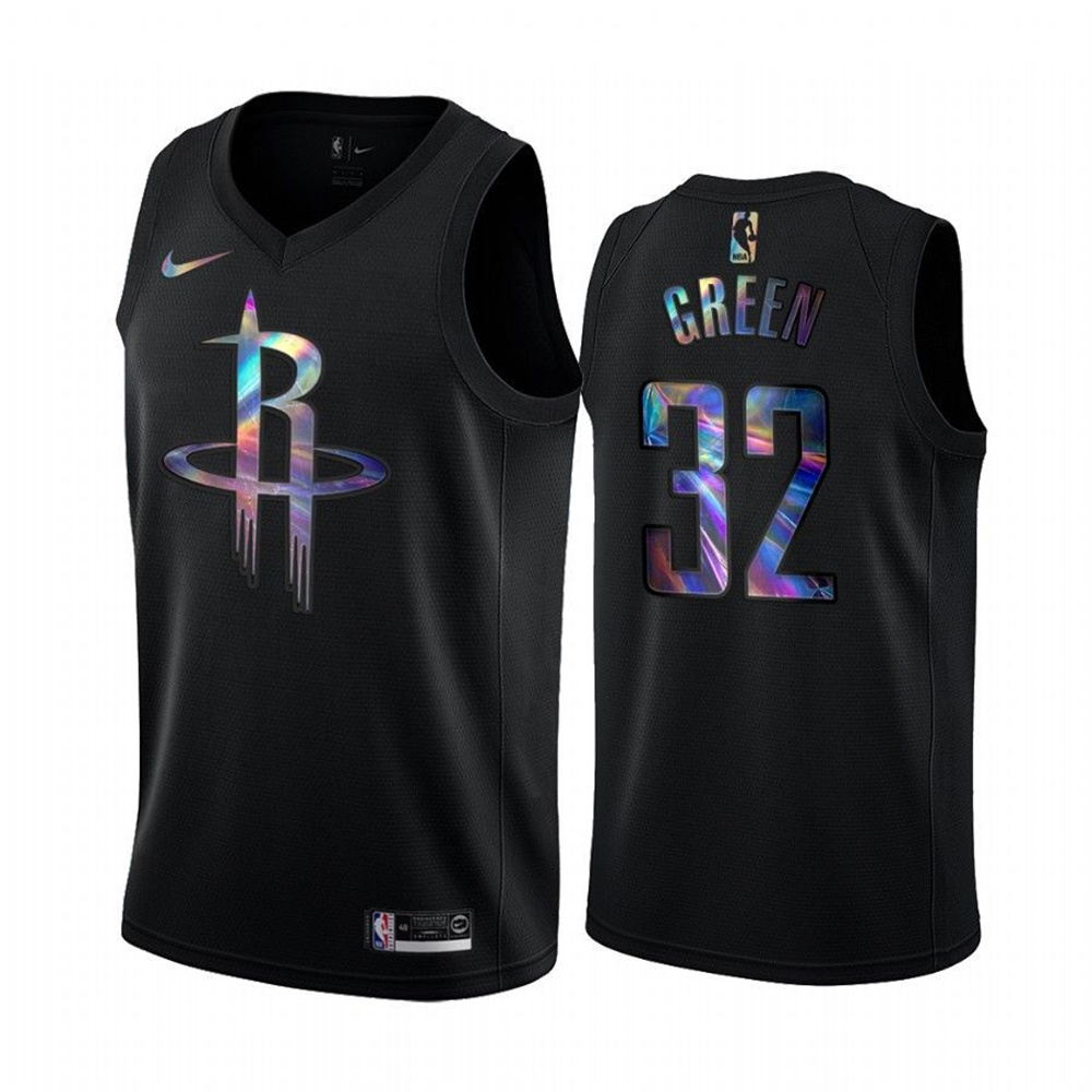 Nike Rockets #32 Jeff Green Men's Iridescent Holographic Collection NBA Jersey - Black Nike Rockets #32 Jeff Green Men's Iridescent Holographic Collection NBA Jersey - Black