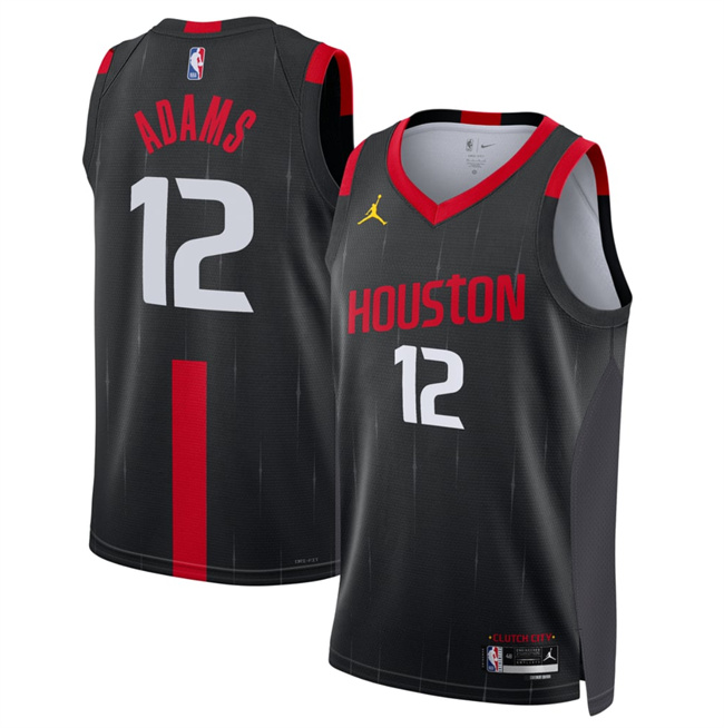 Men's Houston Rockets #12 Steven Adams Black 2026 27 Statement Edition Stitched Basketball Jersey
