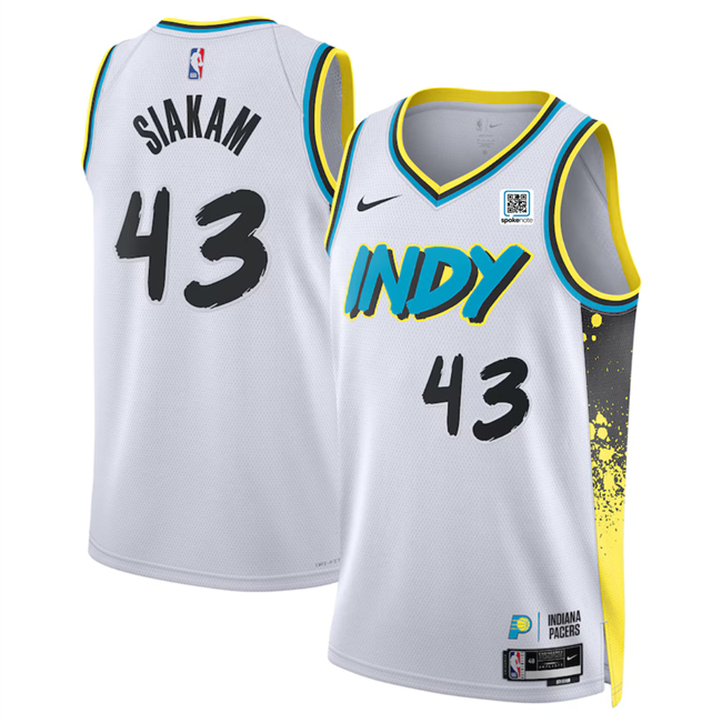 Men's Indiana Pacers #43 Pascal Siakam White 2024 25 City Edition Stitched Basketball Jersey Men's Indiana Pacers #43 Pascal Siakam White 2024 25 City Edition Stitched Basketball Jersey