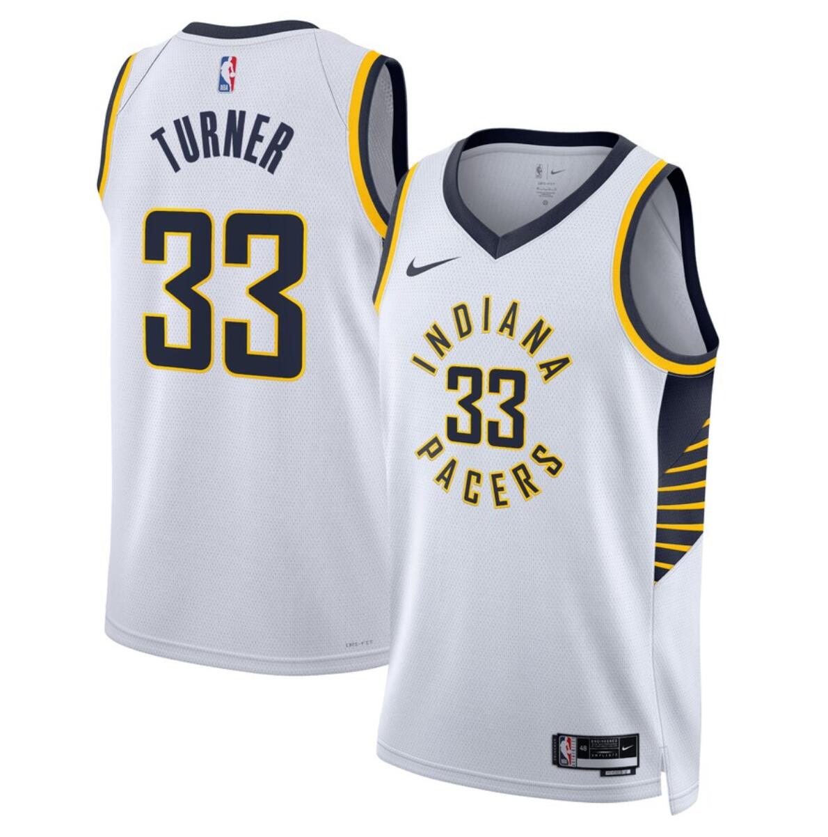 Men's Indiana Pacers #33 Myles Turner White Association Edition Stitched Basketball Jersey Men's Indiana Pacers #33 Myles Turner White Association Edition Stitched Basketball Jersey