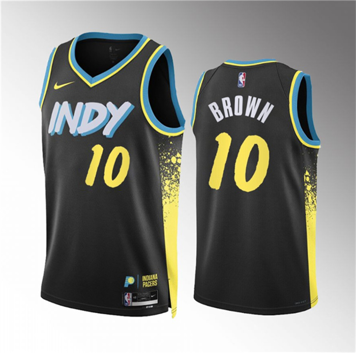 Men's Indiana Pacers #10 Kendall Brown Black 2023 24 City Edition Stitched Basketball Jersey Men's Indiana Pacers #10 Kendall Brown Black 2023 24 City Edition Stitched Basketball Jersey