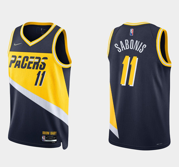 Men's Indiana Pacers #11 Caris Levert 2021 22 Navy City Edition 75th Anniversary Stitched Basketball Jersey