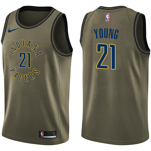 Nike Pacers #21 Thaddeus Young Green Salute to Service NBA Swingman Jersey
