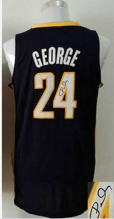 Indiana Pacers Revolution 30 Autographed #24 Paul George Navy Blue Stitched NBA Jersey