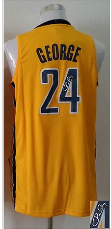 Indiana Pacers Revolution 30 Autographed #24 Paul George Yellow Stitched NBA Jersey