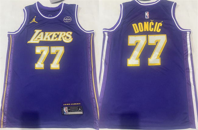 Men's Los Angeles Lakers #77 Luka Don?i? Puple Stitched Basketball Jersey Men's Los Angeles Lakers #77 Luka Don?i? Puple Stitched Basketball Jersey