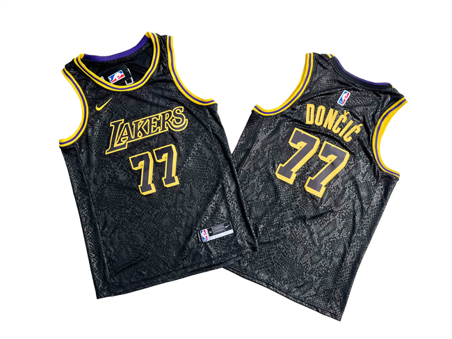 Men's Los Angeles Lakers #77 Luka Don?i? Black Stitched Basketball Jersey Men's Los Angeles Lakers #77 Luka Don?i? Black Stitched Basketball Jersey