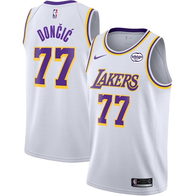 Men's Los Angeles Lakers #77 Luka Don?i? White 2025 Association Edition Stitched Basketball Jersey Men's Los Angeles Lakers #77 Luka Don?i? White 2025 Association Edition Stitched Basketball Jersey