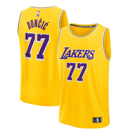 Men's Los Angeles Lakers #77 Luka Don?i? Yellow Icon Edition Stitched Basketball Jersey Men's Los Angeles Lakers #77 Luka Don?i? Yellow Icon Edition Stitched Basketball Jersey