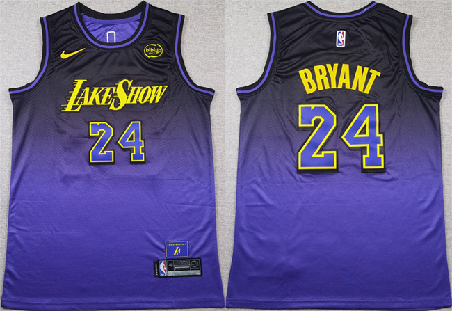 Men's Los Angeles Lakers #24 Kobe Bryant Purple 2024 Stitched Basketball Jersey Men's Los Angeles Lakers #24 Kobe Bryant Purple 2024 Stitched Basketball Jersey