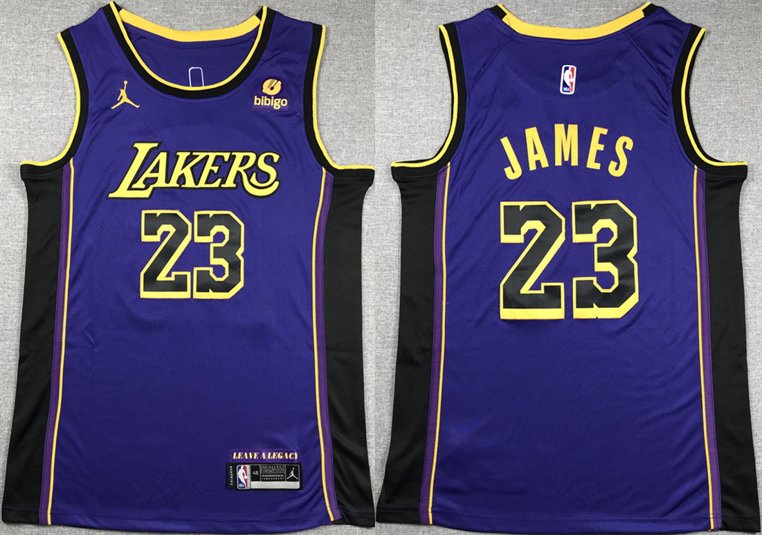 Men's Los Angeles Lakers #23 LeBron James Purple Stitched Basketball Jersey Men's Los Angeles Lakers #23 LeBron James Purple Stitched Basketball Jersey