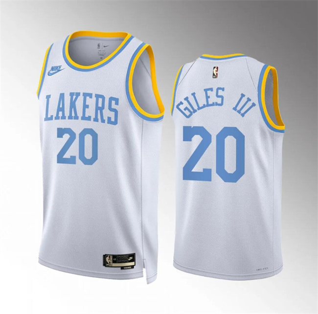 Men's Los Angeles Lakers #20 Harry Giles Iii White Classic Edition Stitched Basketball Jersey Men's Los Angeles Lakers #20 Harry Giles Iii White Classic Edition Stitched Basketball Jersey