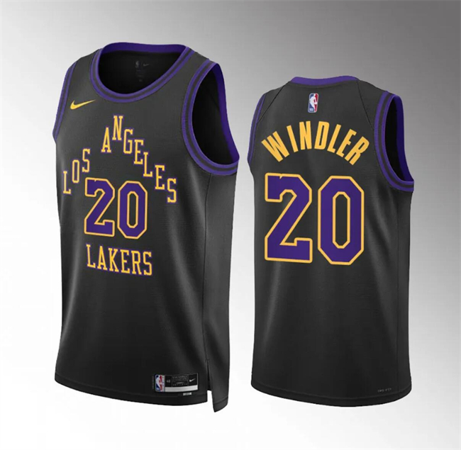 Men's Los Angeles Lakers #20 Dylan Windler Black 2023 24 City Edition Stitched Basketball Jersey Men's Los Angeles Lakers #20 Dylan Windler Black 2023 24 City Edition Stitched Basketball Jersey