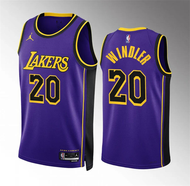 Men's Los Angeles Lakers #20 Dylan Windler Purple Statement Edition Stitched Basketball Jersey Men's Los Angeles Lakers #20 Dylan Windler Purple Statement Edition Stitched Basketball Jersey