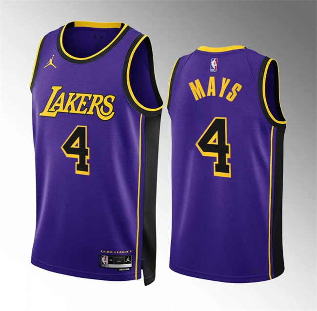 Men's Los Angeles Lakers #4 Skylar Mays Purple Statement Edition Stitched Basketball Jersey Men's Los Angeles Lakers #4 Skylar Mays Purple Statement Edition Stitched Basketball Jersey