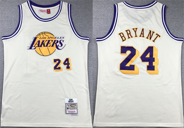 Men's Los Angeles Lakers #24 Kobe Bryant White Throwback Basketball Jersey Men's Los Angeles Lakers #24 Kobe Bryant White Throwback Basketball Jersey