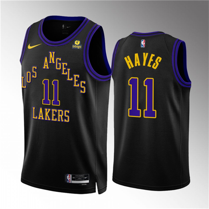 Men's Los Angeles Lakers #11 Jaxson Hayes Black 2023 24 City Edition Stitched Basketball Jersey Men's Los Angeles Lakers #11 Jaxson Hayes Black 2023 24 City Edition Stitched Basketball Jersey