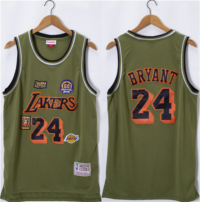 Men's Los Angeles Lakers #24 Kobe Bryant Olive Salute Stitched Basketball Jersey Men's Los Angeles Lakers #24 Kobe Bryant Olive Salute Stitched Basketball Jersey