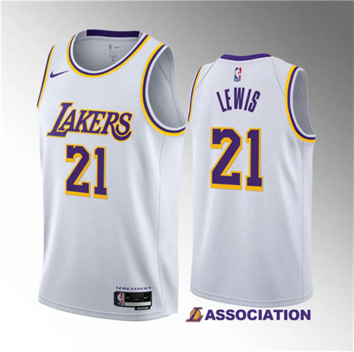 Men's Los Angeles Lakers #21 Maxwell Lewis White 2023 Draft Association Edition Stitched Basketball JerseyS Men's Los Angeles Lakers #21 Maxwell Lewis White 2023 Draft Association Edition Stitched Basketball JerseyS