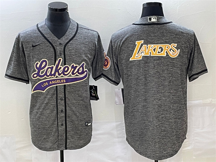 Men's Los Angeles Lakers #24 Kobe Bryant Gray Cool Base With Patch Stitched Baseball Jerseys Men's Los Angeles Lakers #24 Kobe Bryant Gray Cool Base With Patch Stitched Baseball Jerseys