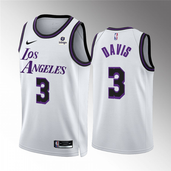 Men's Los Angeles Lakers #3 Anthony Davis White City Edition Stitched Basketball Jersey Men's Los Angeles Lakers #3 Anthony Davis White City Edition Stitched Basketball Jersey