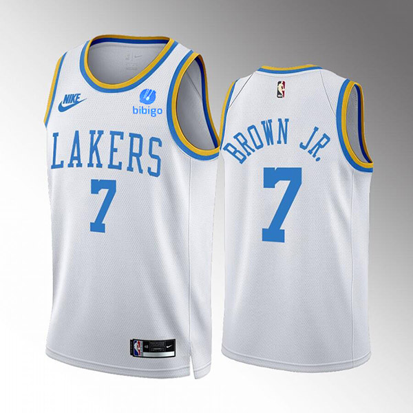 Men's Los Angeles Lakers #7 Troy Brown Jr. 2022 23 White Classic Edition Stitched Basketball Jersey Men's Los Angeles Lakers #7 Troy Brown Jr. 2022 23 White Classic Edition Stitched Basketball Jersey
