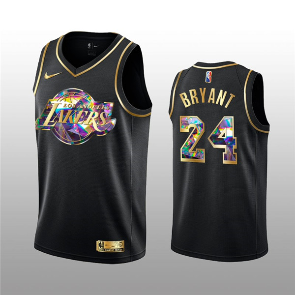 Men's Los Angeles Lakers #24 Kobe Bryant 2021 22 Black Golden Edition 75th Anniversary Diamond Logo Stitched Basketball Jersey Men's Los Angeles Lakers #24 Kobe Bryant 2021 22 Black Golden Edition 75th Anniversary Diamond Logo Stitched Basketball Jersey