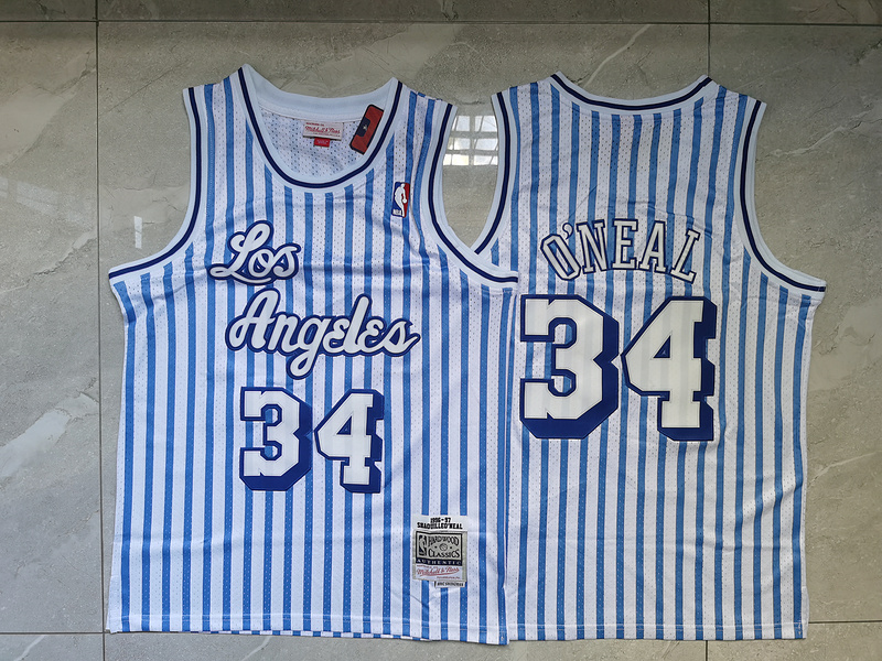 Lakers 34 Shaquille O'Neal Blue White 1996 97 Hardwood Classics Jersey Lakers 34 Shaquille O'Neal Blue White 1996 97 Hardwood Classics Jersey