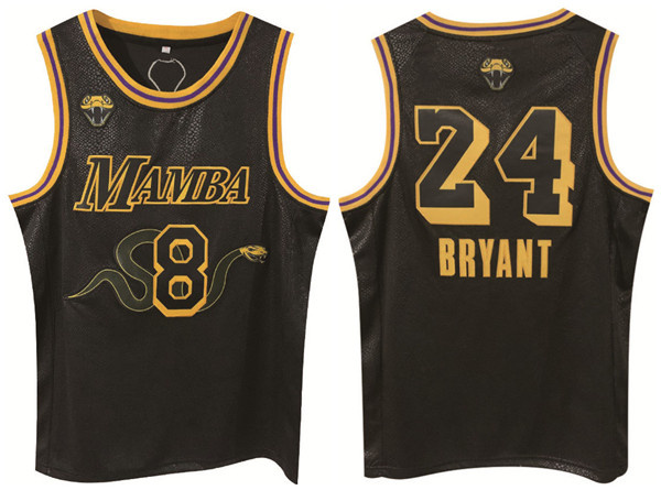 Men's Los Angeles Lakers Front #8 Back #24 Kobe Bryant Black Print Basketball Jersey Men's Los Angeles Lakers Front #8 Back #24 Kobe Bryant Black Print Basketball Jersey