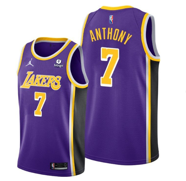 Men's Los Angeles Lakers #7 Carmelo Anthony 75th Anniversary Purple Stitched Jersey Men's Los Angeles Lakers #7 Carmelo Anthony 75th Anniversary Purple Stitched Jersey