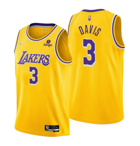 Men's Los Angeles Lakers #3 Anthony Davis Yellow 75th Anniversary Stitched Jersey Men's Los Angeles Lakers #3 Anthony Davis Yellow 75th Anniversary Stitched Jersey