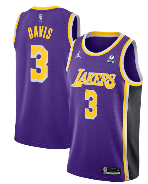 Men's Los Angeles Lakers #3 Anthony Davis Purple 75th Anniversary Stitched Jersey Men's Los Angeles Lakers #3 Anthony Davis Purple 75th Anniversary Stitched Jersey