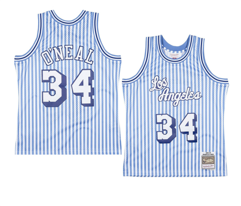 Men's Los Angeles Lakers #34 Shaquille O'Neal White 1996-97 Hardwood Classics Throwback Stitched Jersey Men's Los Angeles Lakers #34 Shaquille O'Neal White 1996-97 Hardwood Classics Throwback Stitched Jersey