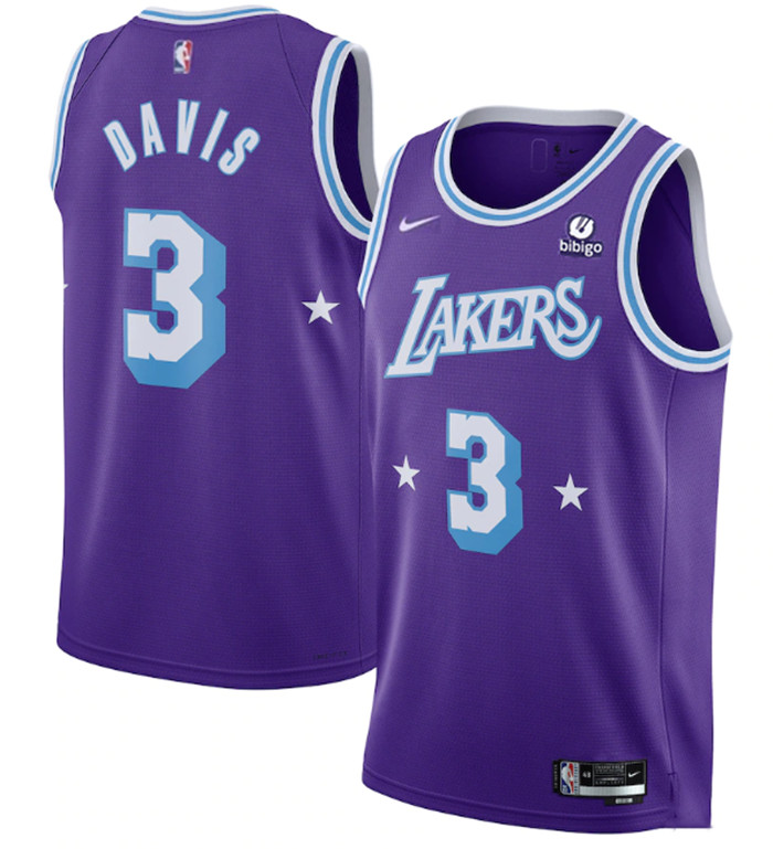 Men's Los Angeles Lakers #3 Anthony Davis Bibigo Purple City Edition Stitched Jersey Men's Los Angeles Lakers #3 Anthony Davis Bibigo Purple City Edition Stitched Jersey