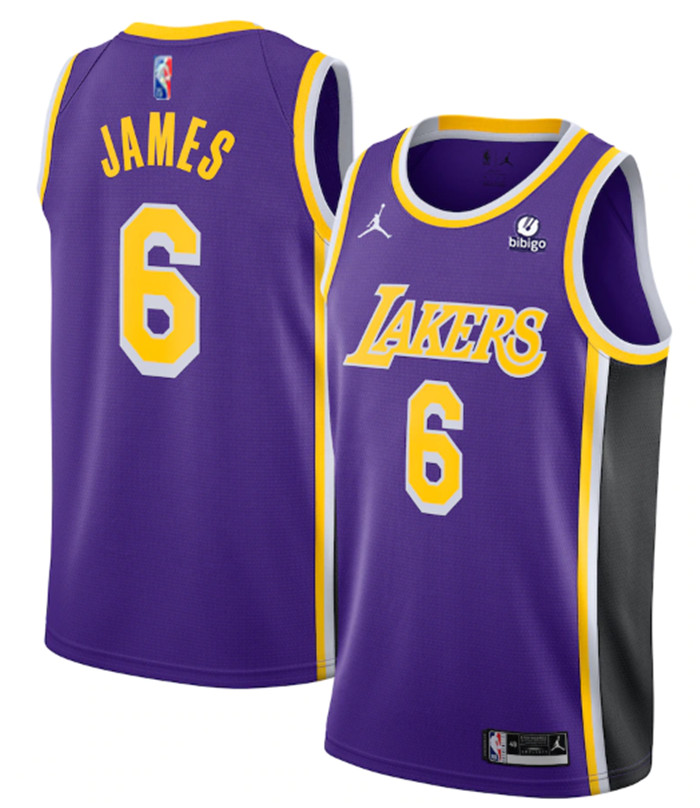 Men's Los Angeles Lakers #6 LeBron James Purple 75th Anniversary City Edition Stitched Jersey Men's Los Angeles Lakers #6 LeBron James Purple 75th Anniversary City Edition Stitched Jersey