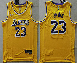 Men's Los Angeles Lakers #23 LeBron James 75th Anniversary Diamond Gold 2021 Stitched Jersey Men's Los Angeles Lakers #23 LeBron James 75th Anniversary Diamond Gold 2021 Stitched Jersey